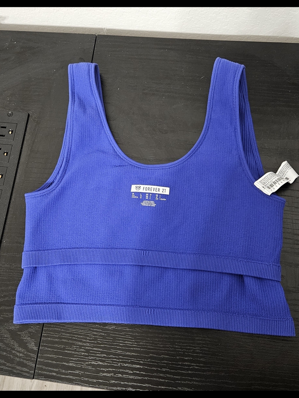 Forever 21 Bright Blue Ribbed Crop Tank